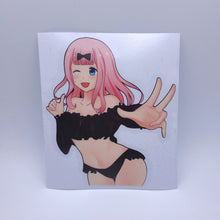 Load image into Gallery viewer, Love is War Chika Fujiwara in black sheer lingerie anime sticker

